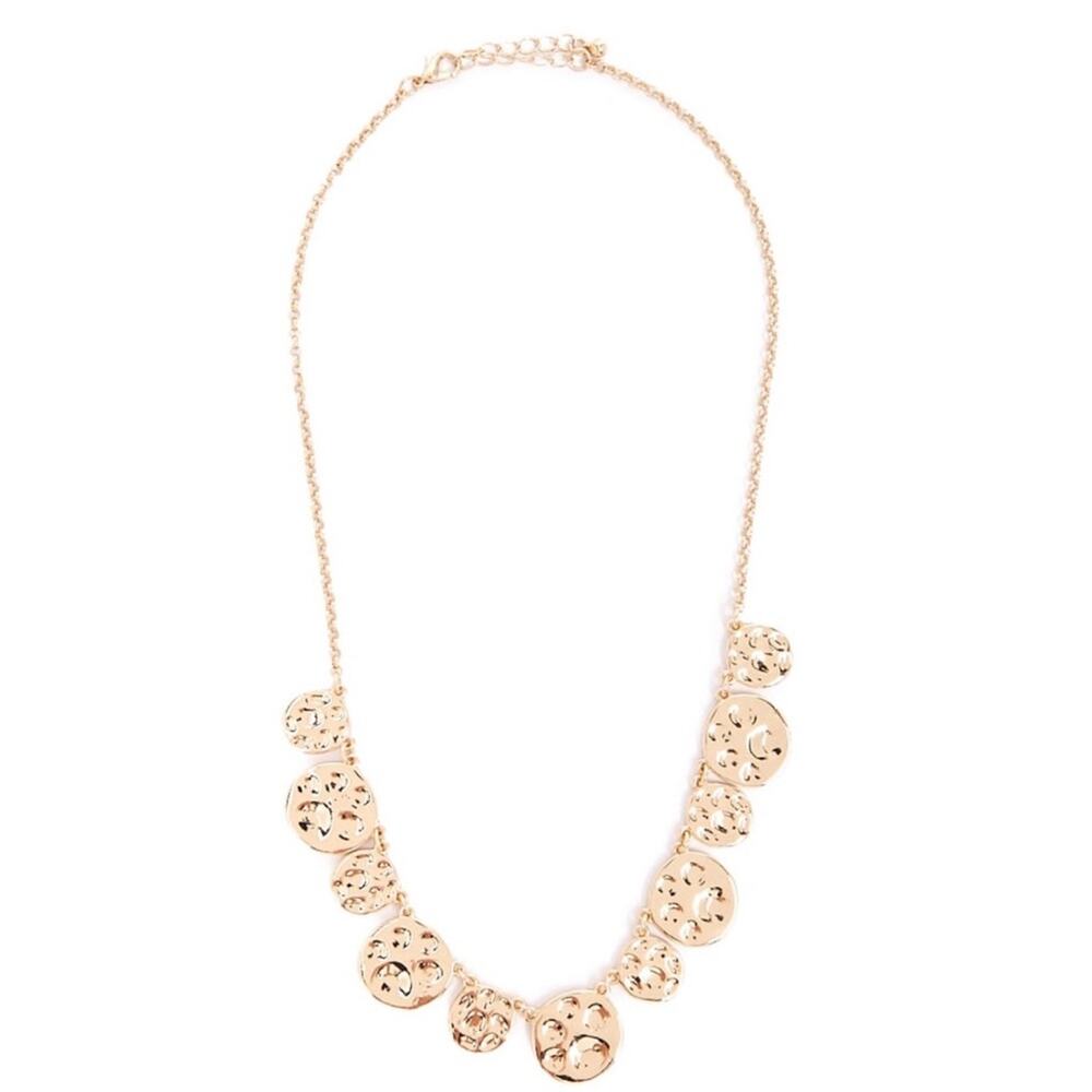 Forever 21 Gold Rolo Chain Bib Pendant Necklace Chunky